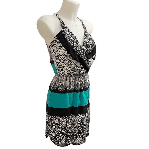 VIX PAULA HERMANNY SILK HALTER MINI DRESS Aztec Print lined size XS - Picture 3 of 8